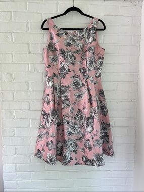 Jessica Howard Pink and Silver Floral Midi Dress